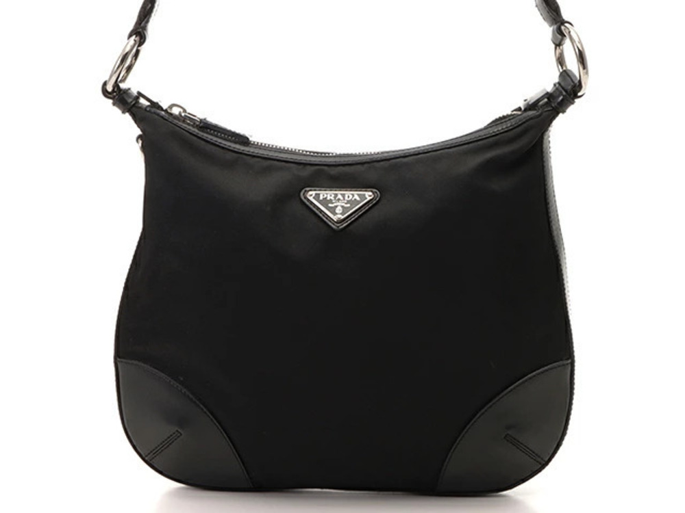 Prada shoulder bag black calfskin
